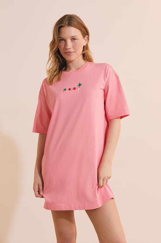 Chemise de nuit &agrave; motifs l&eacute;gumes en coton;${refinementColor}