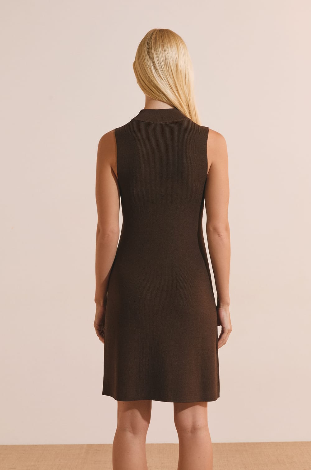 Short Dress with Funnel Neck;${refinementColor}