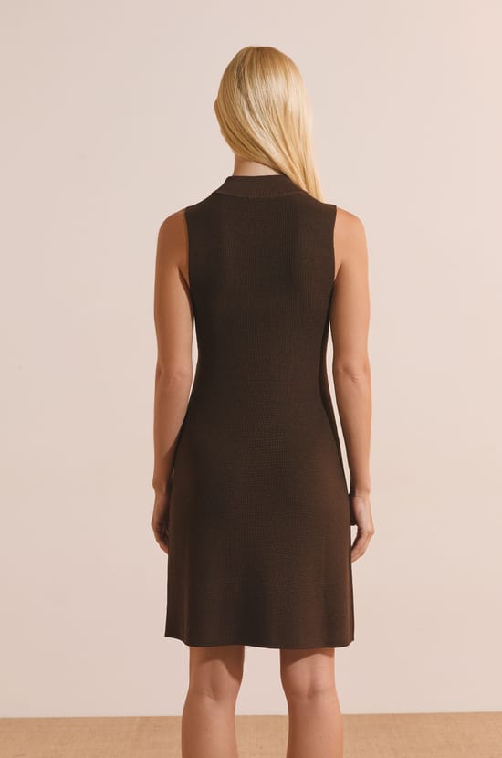 Short Dress with Funnel Neck;${refinementColor}