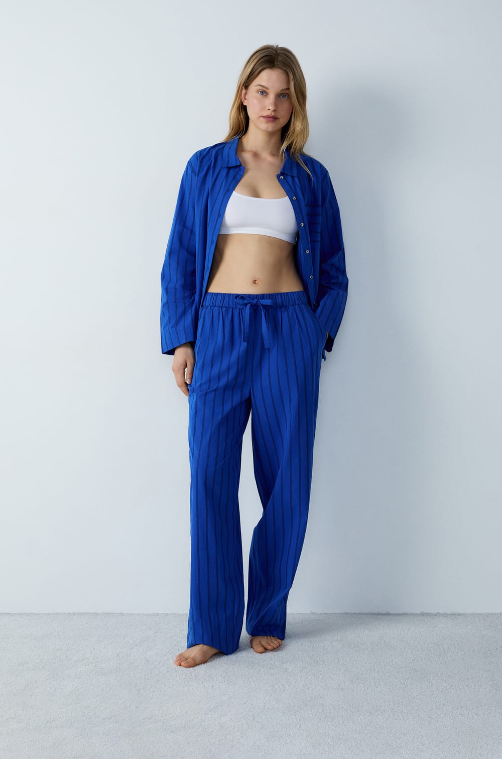 Pantalon de pyjama en coton à rayures;${refinementColor}