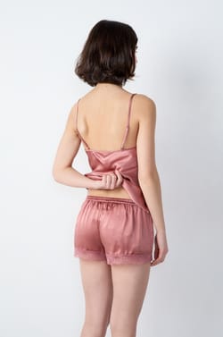Silk Pyjama Shorts with Lace Details;${refinementColor}