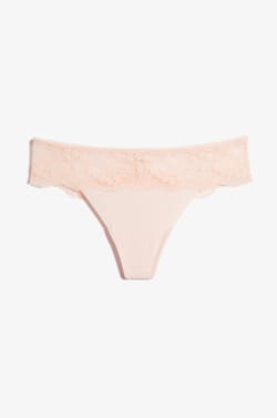 Tanga aus Mikrofaser und Spitze;${refinementColor}