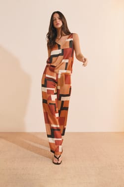 Pantalon &agrave; imprim&eacute; g&eacute;om&eacute;trique;${refinementColor}