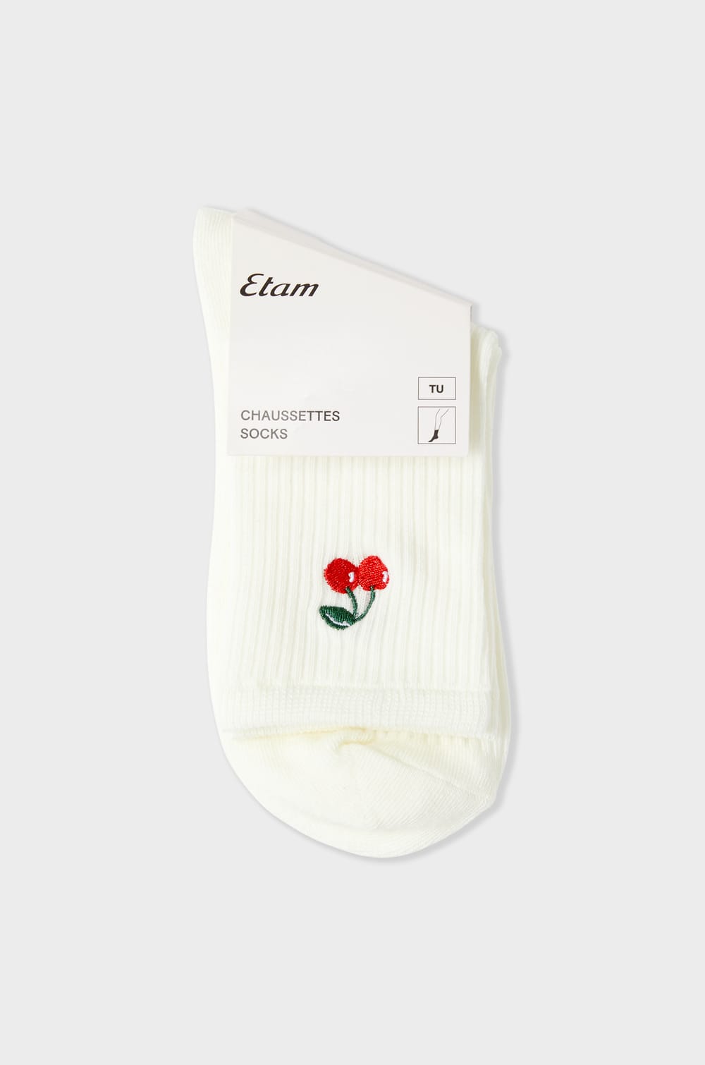 Calcetines acanalados con algod&oacute;n y estampado de cerezas;${refinementColor}