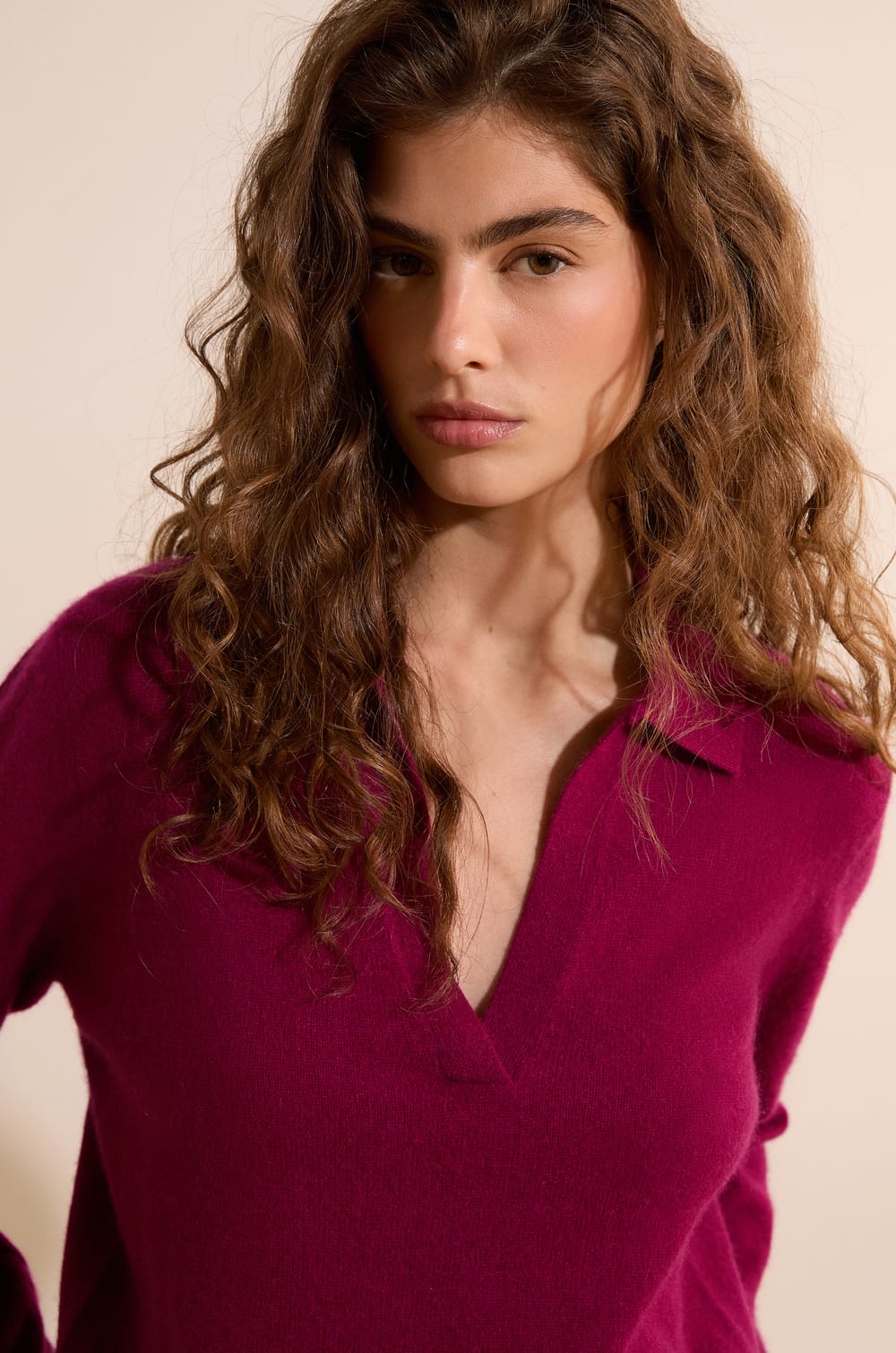 Pull col polo 100% cachemire;${refinementColor}