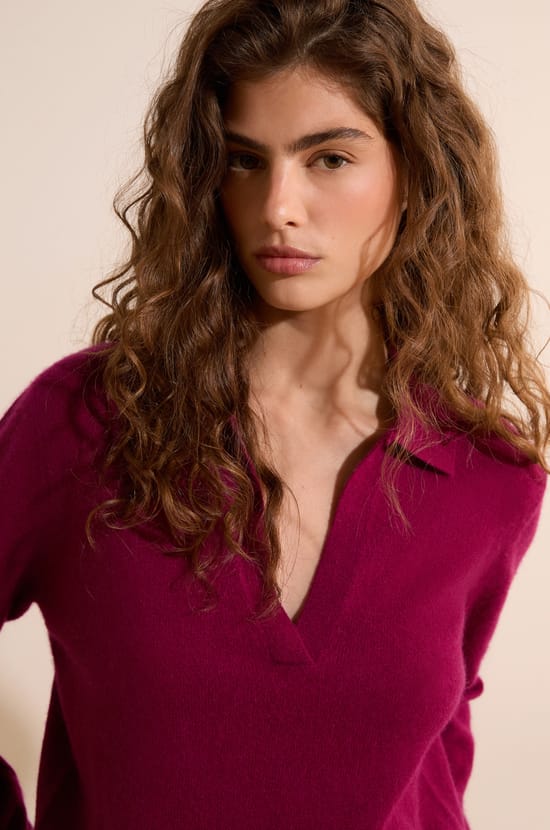 Pull col polo 100% cachemire;${refinementColor}