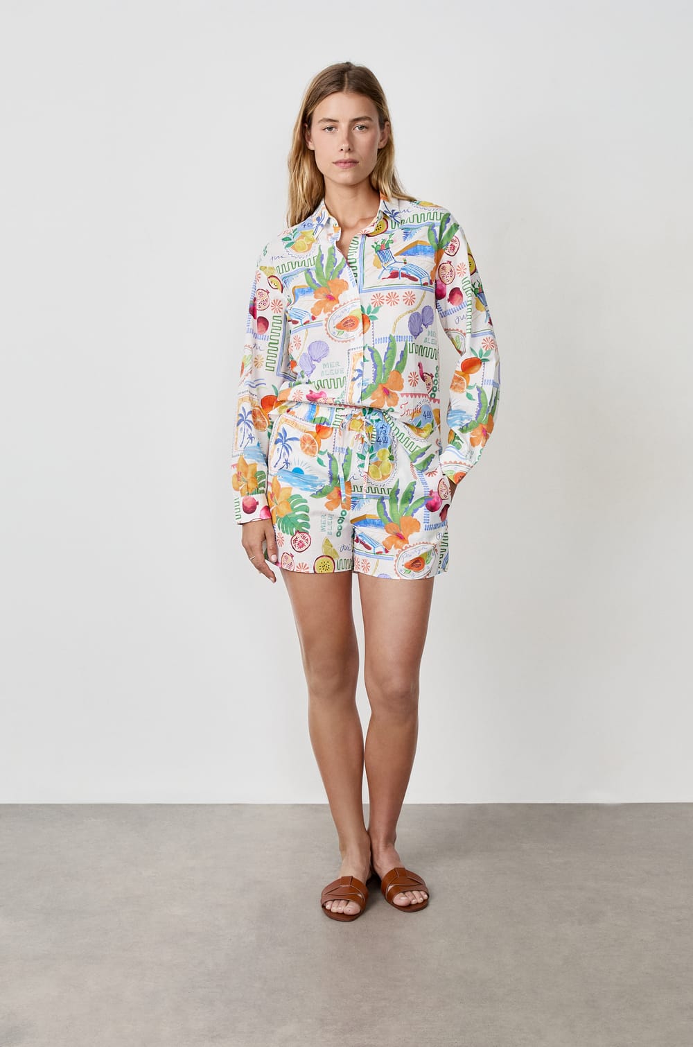 Printed Cotton Shirt;${refinementColor}