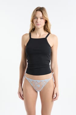 Tie-side Thong in Embroidered Tulle;${refinementColor}
