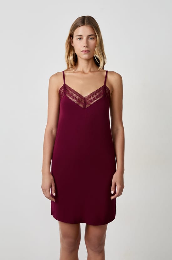 Lace Neckline Nightdress;${refinementColor}