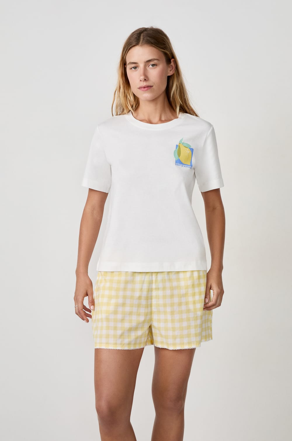 T-shirt manches courtes imprimé citron;${refinementColor}
