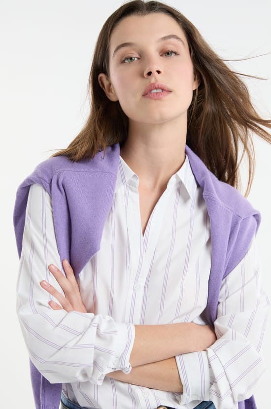 Chemise &agrave; rayures avec coton;${refinementColor}