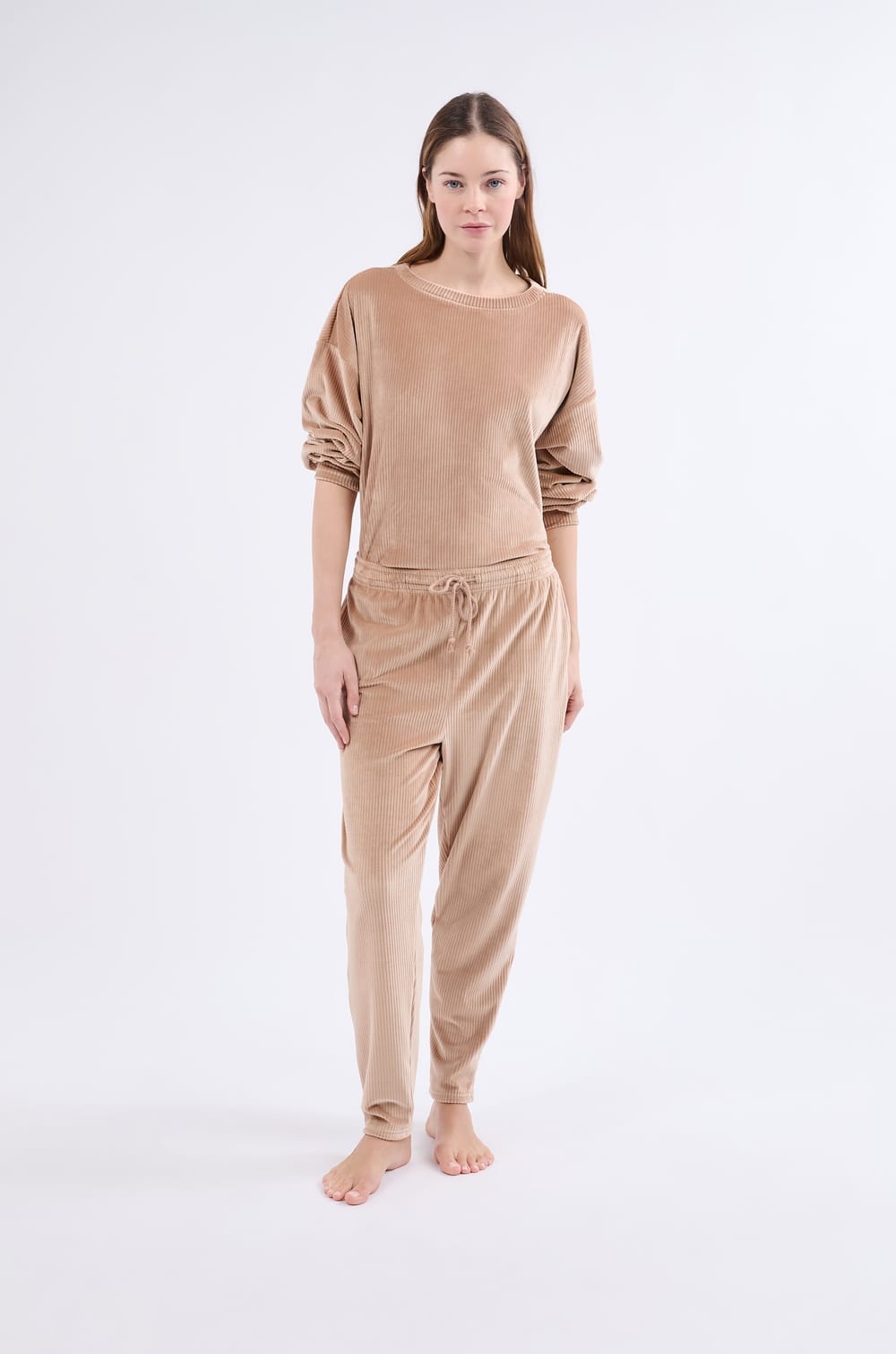 Pantalon de pyjama en velours;${refinementColor}