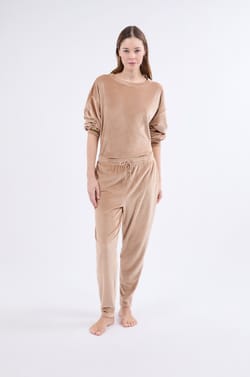 Pantalon de pyjama en velours;${refinementColor}