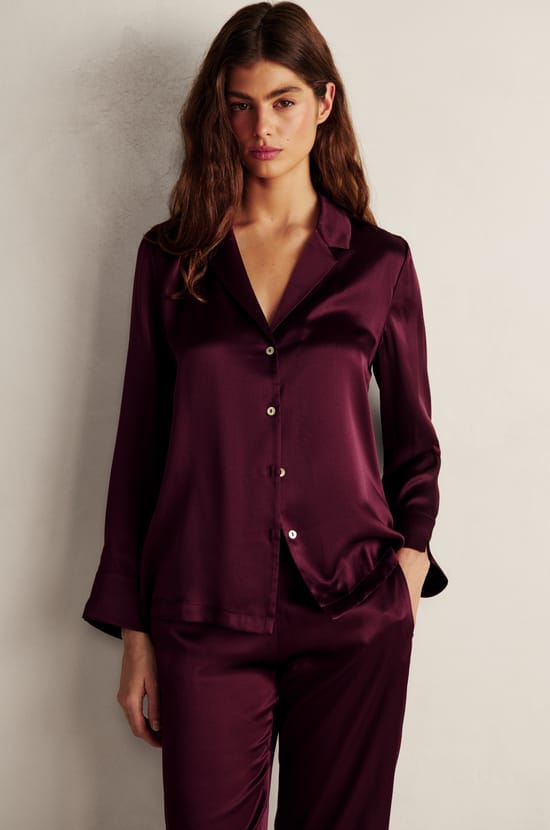 Chemise de pyjama en soie;${refinementColor}