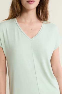 Camiseta de pijama de manga corta con cuello en V de modal;${refinementColor}