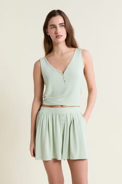 Pantal&oacute;n corto de pijama liso de modal;${refinementColor}