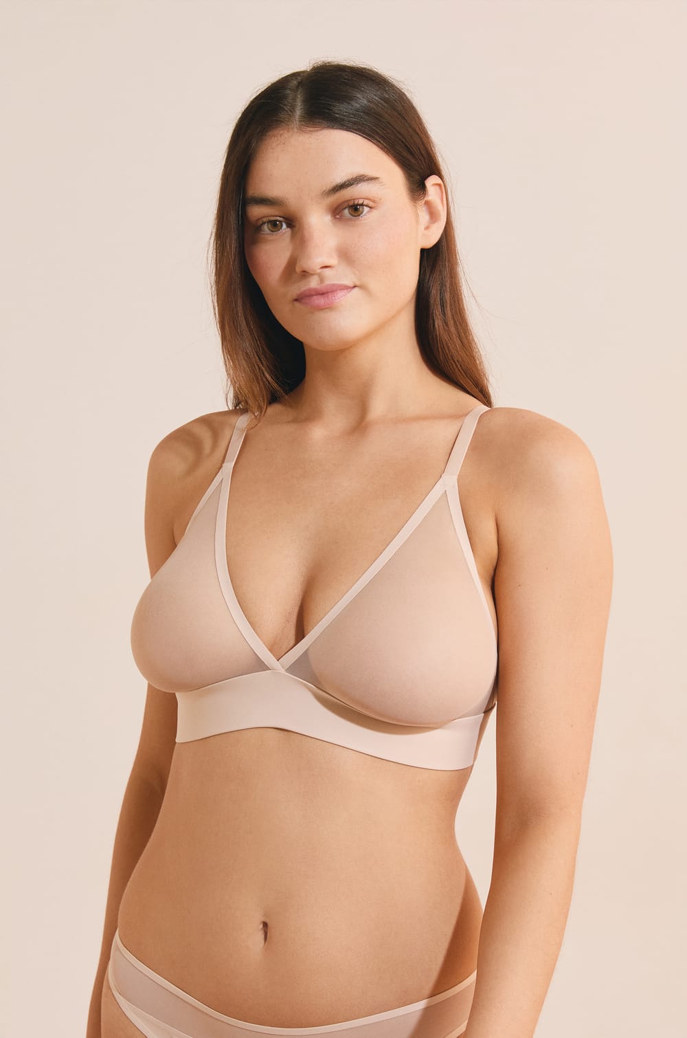 Soutien-gorge triangle en tulle;${refinementColor}