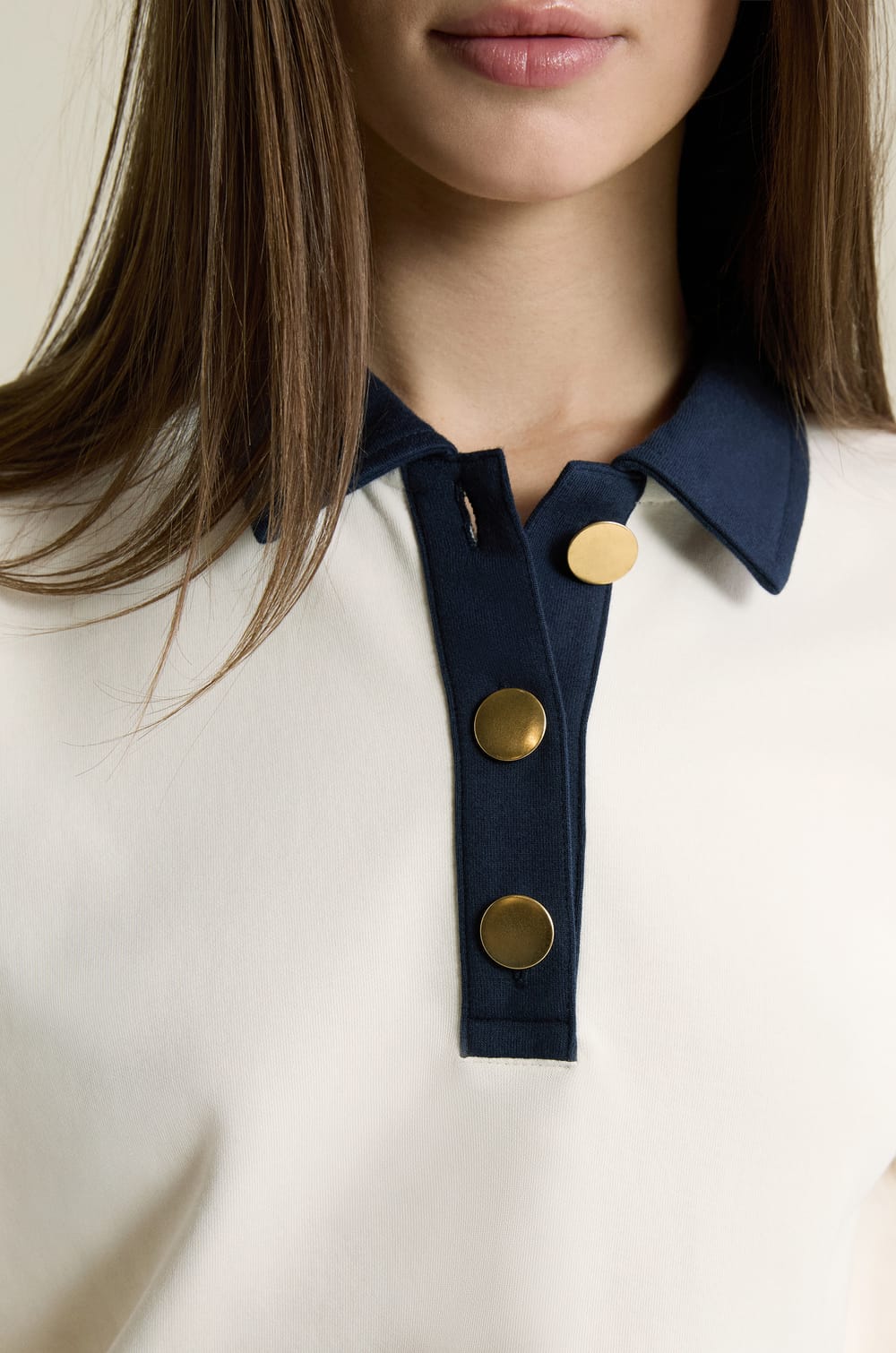 Sweatshirt bicolore col polo;${refinementColor}