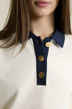 Sweatshirt bicolore col polo;${refinementColor}