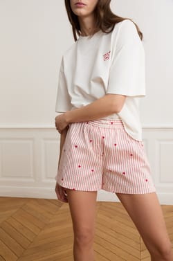 Short de pyjama &agrave; rayures et c&oelig;urs avec coton;${refinementColor}