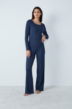 Long-sleeved ribbed cotton T-shirt;${refinementColor}