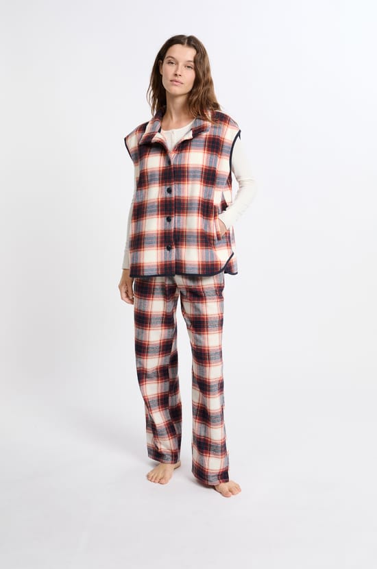 Checked Sleeveless Vest;${refinementColor}