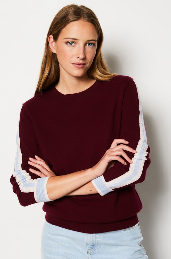 Pull en 100% cachemire avec détails sur les manches;${refinementColor}