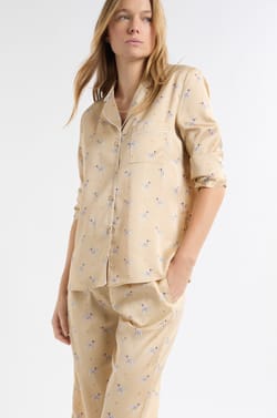 Satin Pyjama Shirt with Dalmatian Print;${refinementColor}