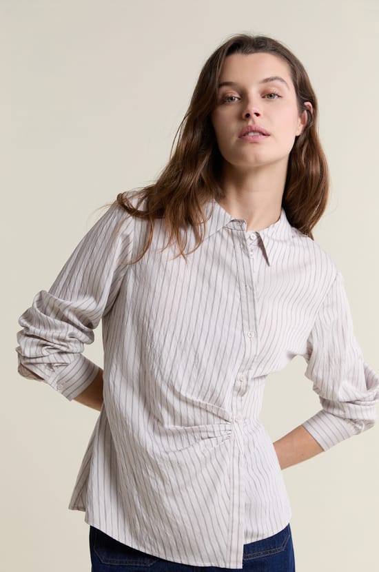 Chemise &agrave; rayures style cache-coeur;${refinementColor}