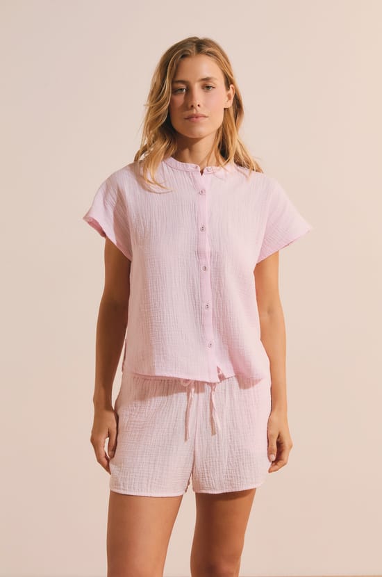Chemise de pyjama en gaze de coton;${refinementColor}