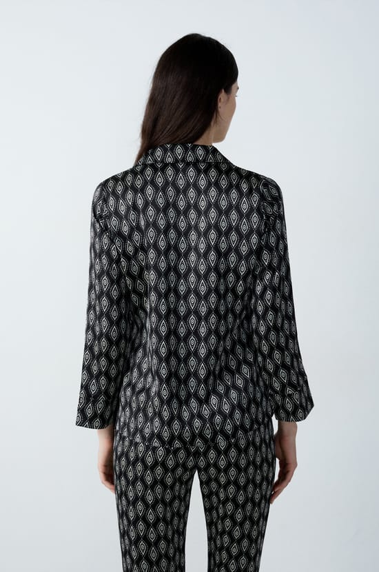 Chemise de pyjama satinée imprimée;${refinementColor}