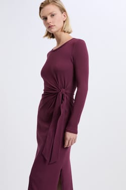 Robe avec détail à nouer en coton;${refinementColor}