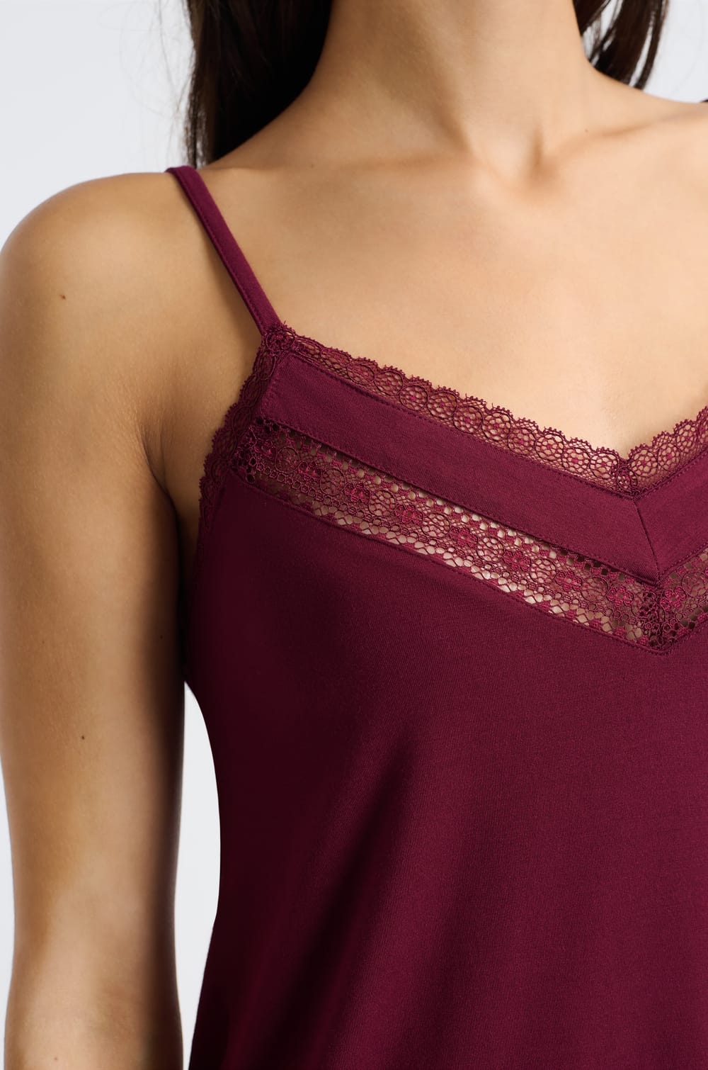 Lace Camisole with Thin Straps;${refinementColor}