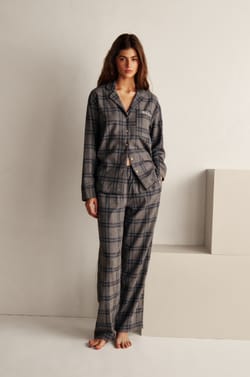 Pantalon de pyjama &agrave; carreaux en coton;${refinementColor}