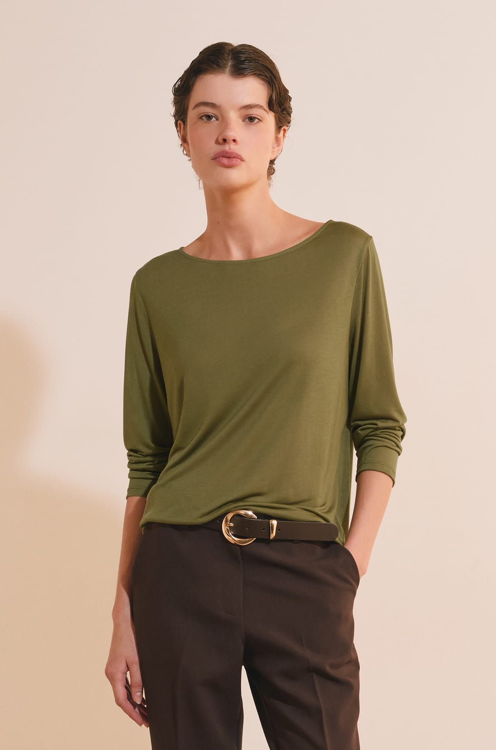 T-shirt col bateau manches longues;${refinementColor}