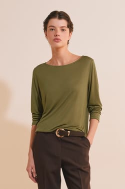 T-shirt col bateau manches longues;${refinementColor}