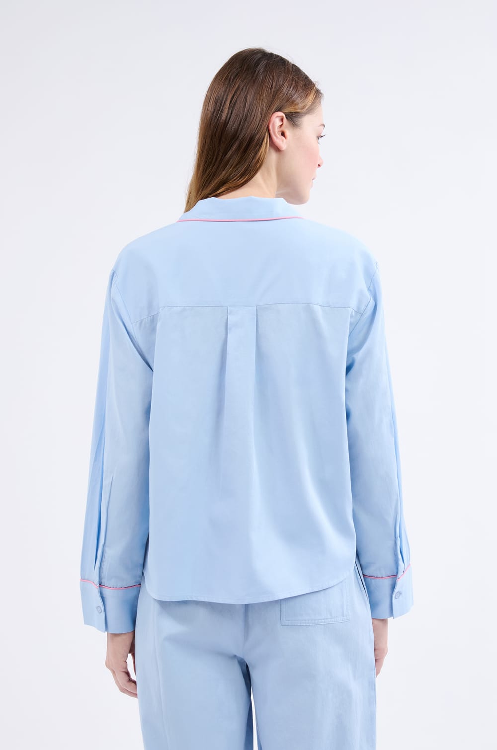 Chemise de pyjama à manches longues en coton;${refinementColor}