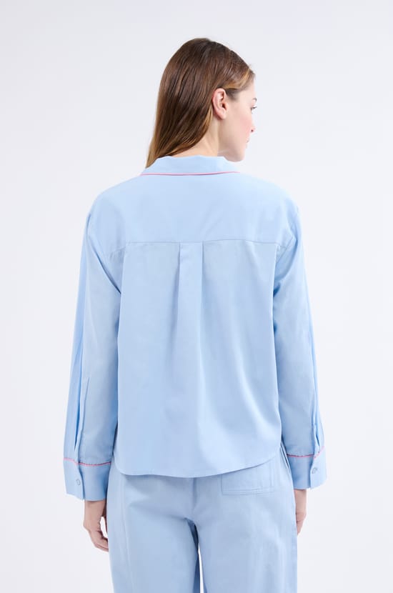 Chemise de pyjama à manches longues en coton;${refinementColor}