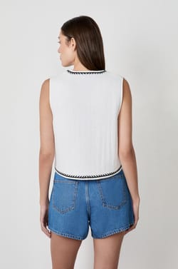 Embroidered Sleeveless Vest;${refinementColor}