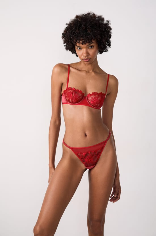 Embroidered Tulle Thong;${refinementColor}