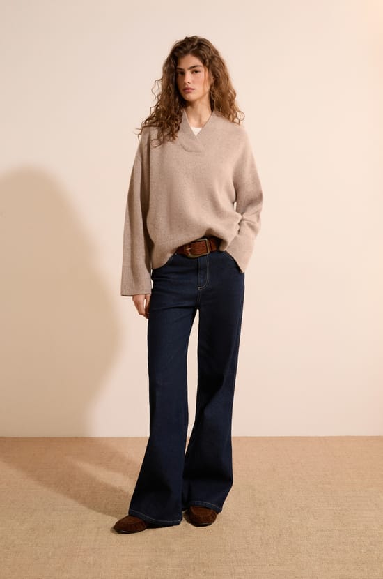 Pull manches longues 100% cachemire;${refinementColor}