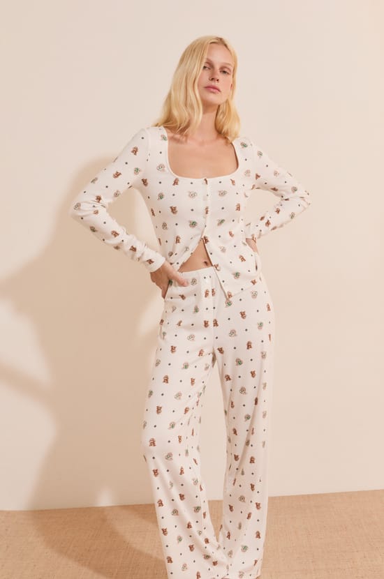 Pantalon de pyjama avec boutons;${refinementColor}