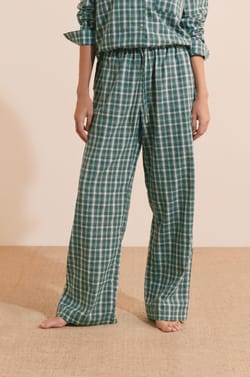 Pantalon de pyjama &agrave; carreaux en coton;${refinementColor}
