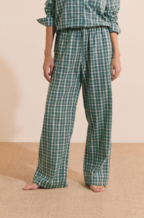 Pantalon de pyjama &agrave; carreaux en coton;${refinementColor}