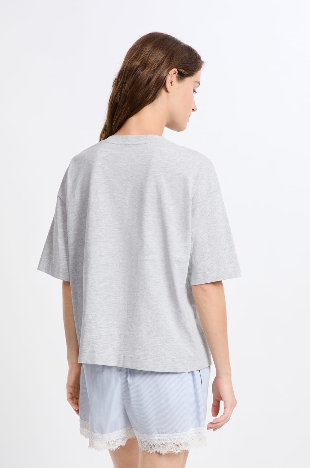 Cotton Pajama T-Shirt With Cat Pattern;${refinementColor}