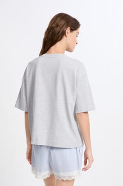 Cotton Pajama T-Shirt With Cat Pattern;${refinementColor}