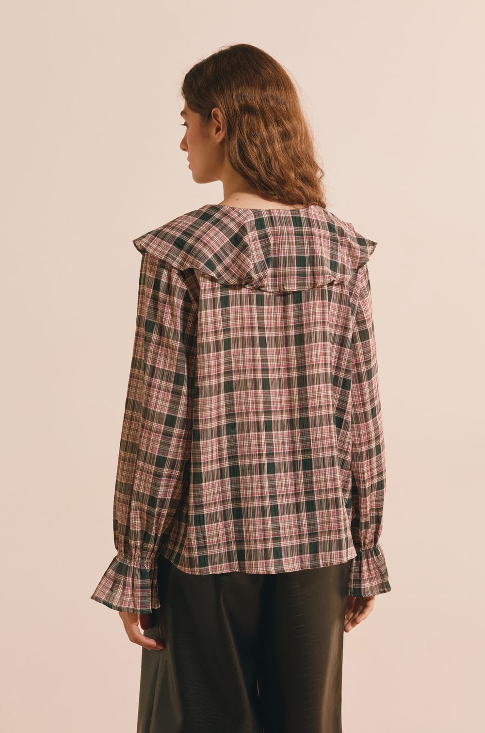 Blouse en coton &agrave; carreaux;${refinementColor}