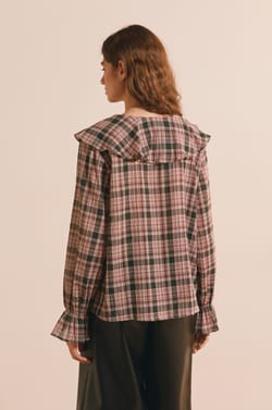 Blouse en coton &agrave; carreaux;${refinementColor}