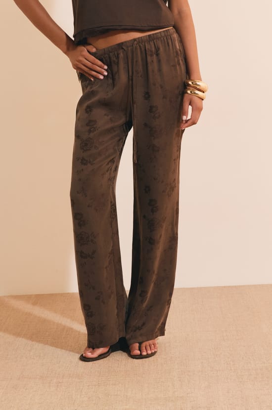 Pantalon fluide &agrave; motifs avec taille &eacute;lastiqu&eacute;e;${refinementColor}