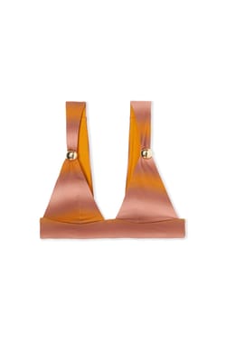 Haut de maillot de bain triangle &agrave; motifs avec d&eacute;tail bijou;${refinementColor}